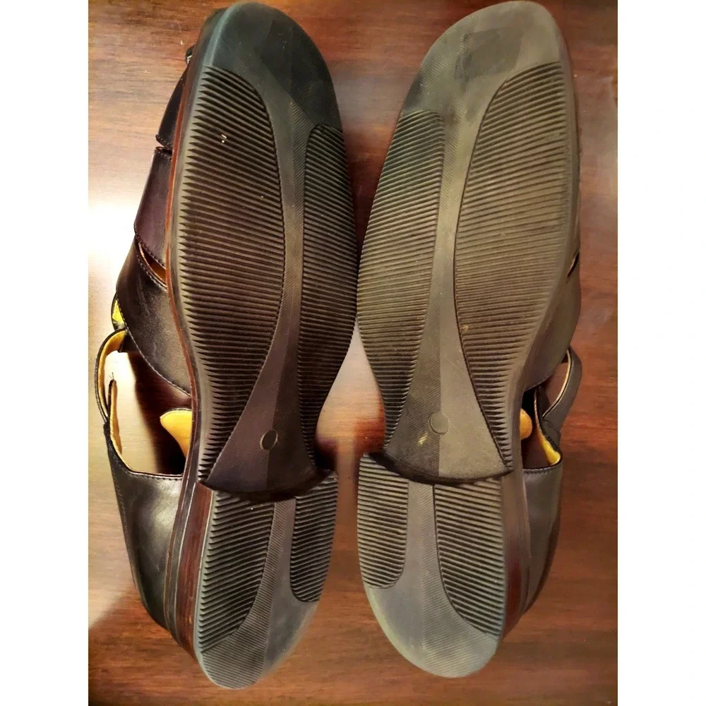 Giorgio Brutini Mens Black Leather Fisherman Sandals Square Toe Made in Brazil